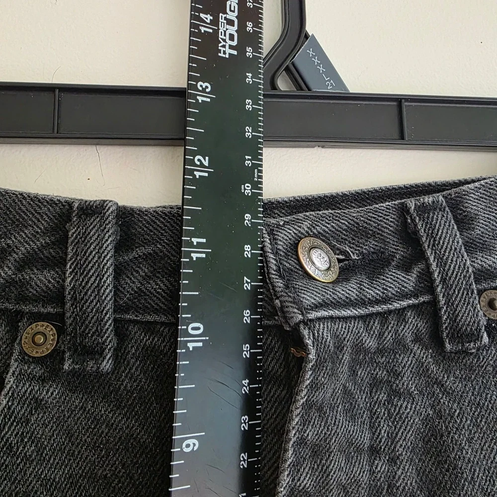 VTG Express Black Denim Shorts High Waisted Distressed Cutoff Frayed 29 Grunge